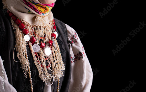 Quadro em tela Details of ancient authentic Ukrainian clothing
