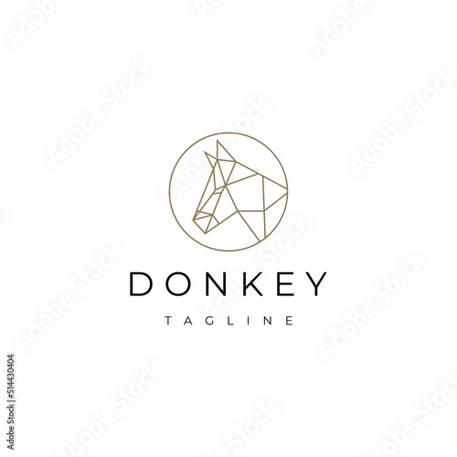 Donkey head geometric logo vector icon design template