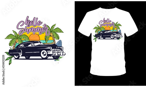 Old Car T-Shirt Design Template	