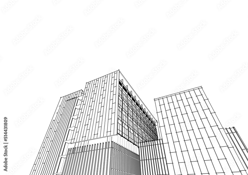 Fototapeta premium sketch of modern building