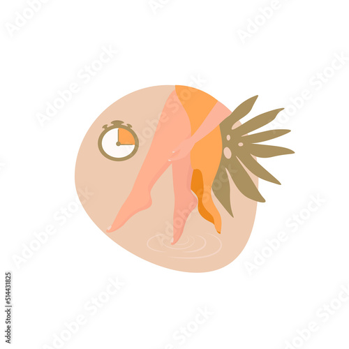 Depilation, sugaring. Body care.  logo for beauty studio or sugaring salon. Skin care concept. Abstact flowers and leaves. Vector illustration