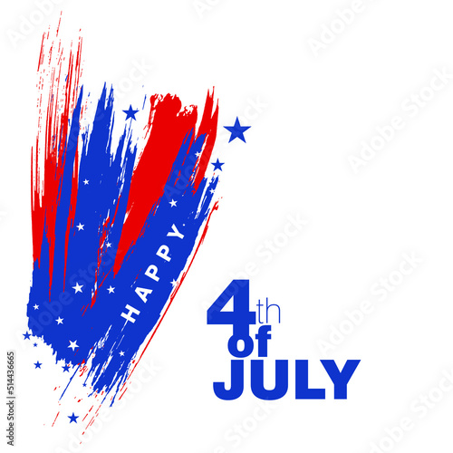 An abstract vector poster illustration for the Fourth of July with broad brush strokes on an isolated white background 