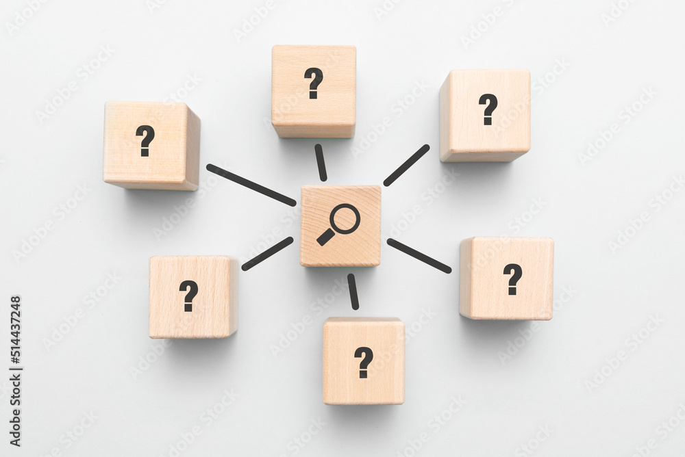 Creative idea and innovation with wooden blocks.