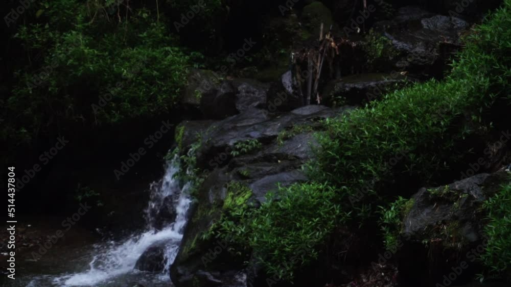 small waterfall with clear water stream. Clean water is the source of life. videos about environmental issues.