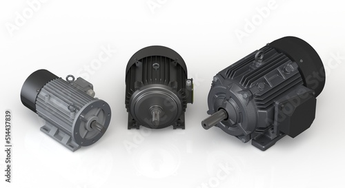 Electric motor presentation, isolated on white background 3D rendering  