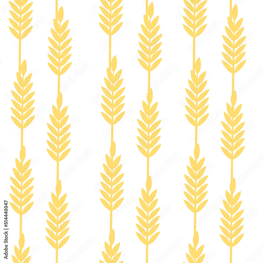 Seamless pattern Wheat ears spikelet with grains vector illustration on white background Seamless pattern Wheat ears spikelet with grains vector illustration on white background