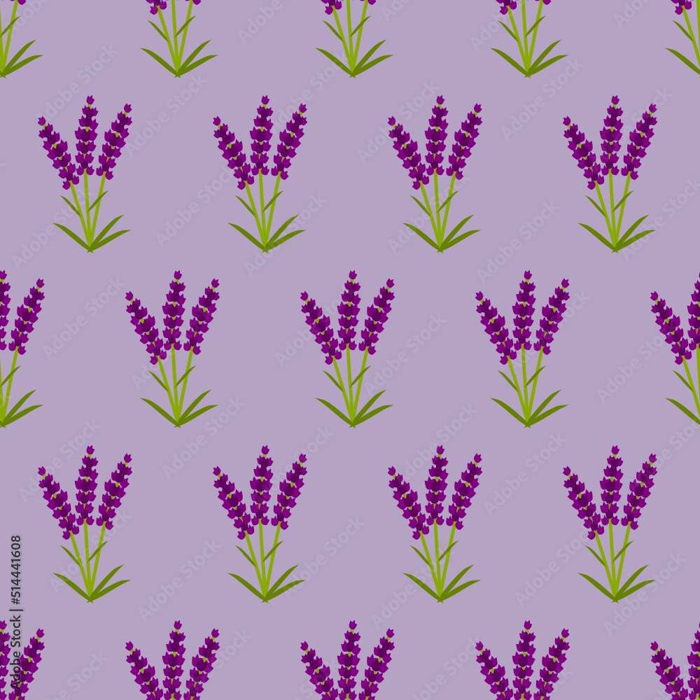 Fototapeta premium seamless pattern with lavender on purple background