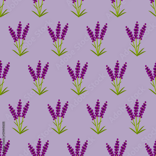 seamless pattern with lavender on purple background