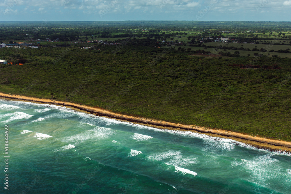 Rolling waves of Dominican coastline