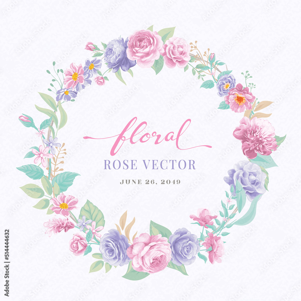 Rose Flower and botanical leaf digital painted illustration Rose Flower and botanical leaf digital painted illustration