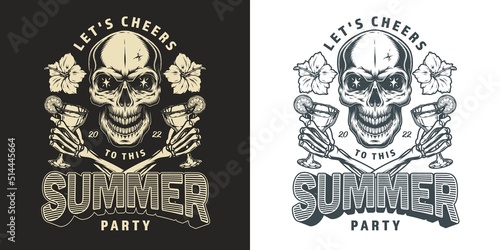 Summer party flyer monochrome vintage