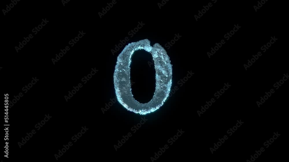 Emergence of the Number 0 of Ice Isolated On Black With Alpha Matte. Emergence of the Number 0 of Ice Isolated On Black With Alpha Matte.