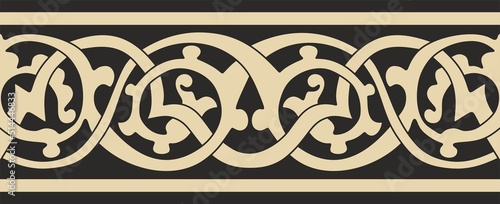 Vector golden seamless arabic national ornament. Ethnic endless pattern, oriental and african peoples of asia, persia, iran, iraq, syria