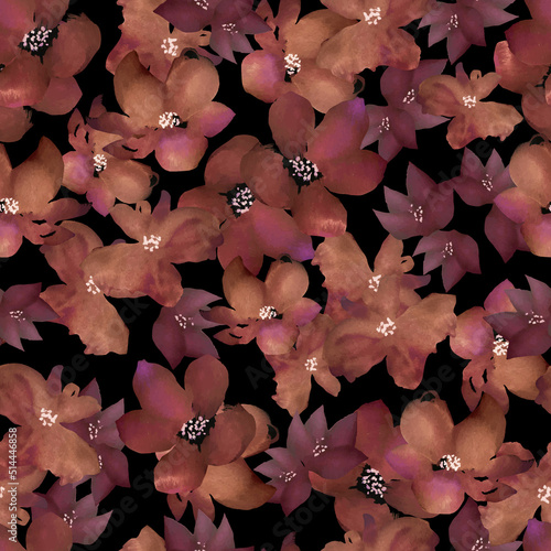 autumn watercolor dried flowers vector seamless pattern seasonal bouquet