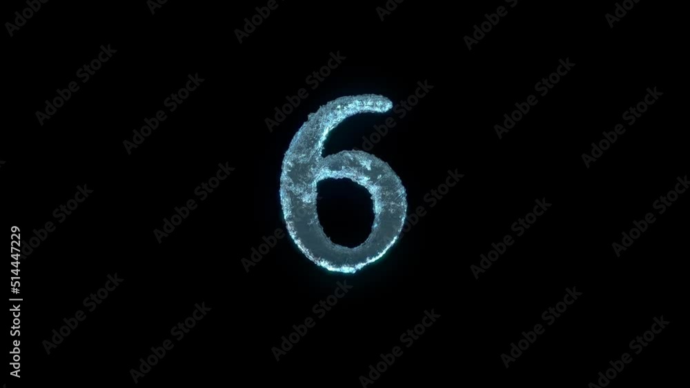 Emergence of the Number 6 of Ice Isolated On Black With Alpha Matte. Emergence of the Number 6 of Ice Isolated On Black With Alpha Matte.