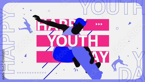 Happy international youth day illustration