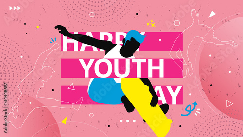 Happy international youth day illustration