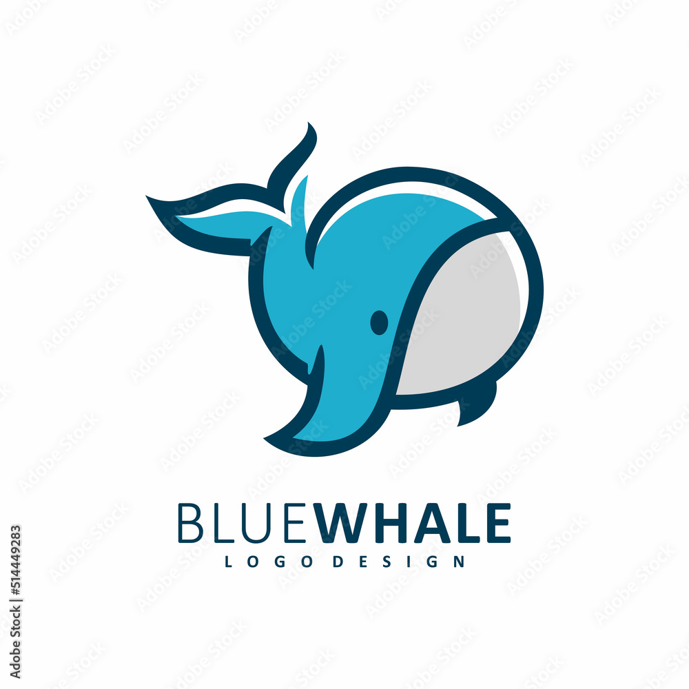 cute blue whale logo design