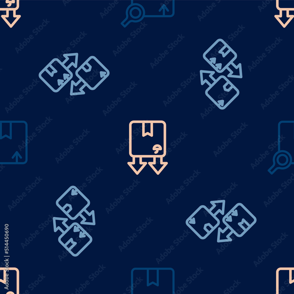 Set line Search package, Cardboard box with traffic symbol and on seamless pattern. Vector Set line Search package, Cardboard box with traffic symbol and on seamless pattern. Vector
