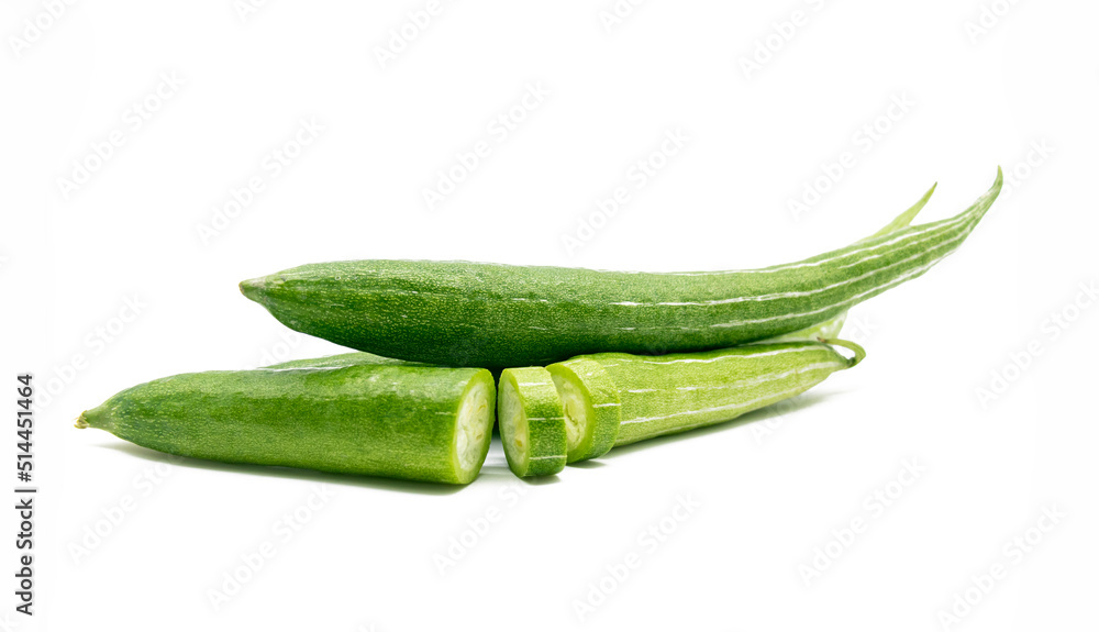 Snake gourd close up isolated on white background , Fresh Vegetable Snake gourd close up isolated on white background , Fresh Vegetable