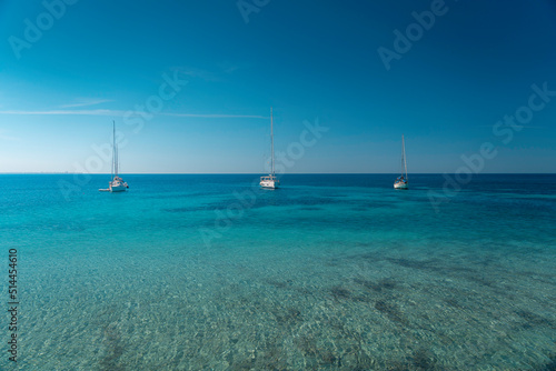 Beautiful Island of Favignana in Sicily, Italy. Mediterranean crystal clear sea, amazing summer destination in Europe. 