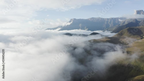 Wallpaper Mural Aerial View of mountains in the clouds in, Maluti A Phofung NU, Free, South Africa. Torontodigital.ca