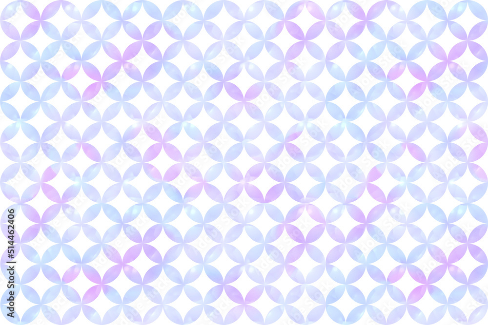 水彩風の七宝柄パターン_淡い紫色