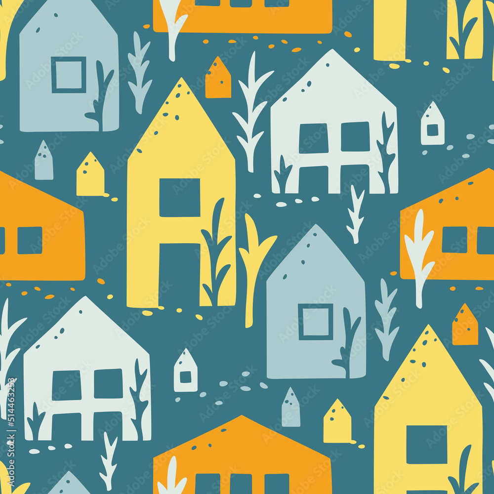 Seamless pattern with small houses Seamless pattern with small houses