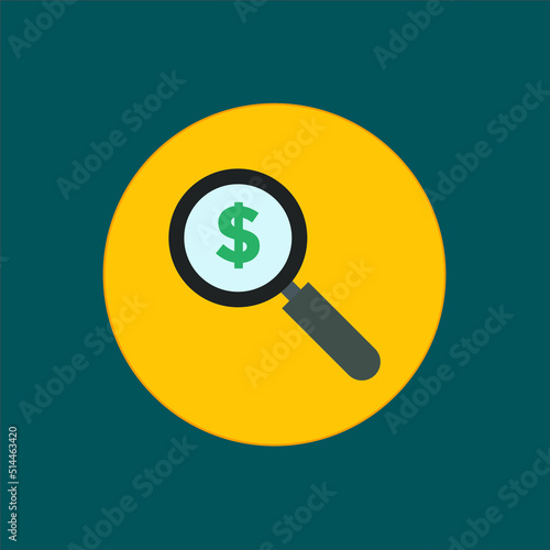 magnifying glass looking for money icon