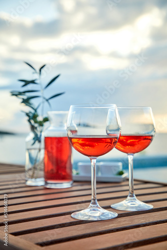red wine on the summer terrace