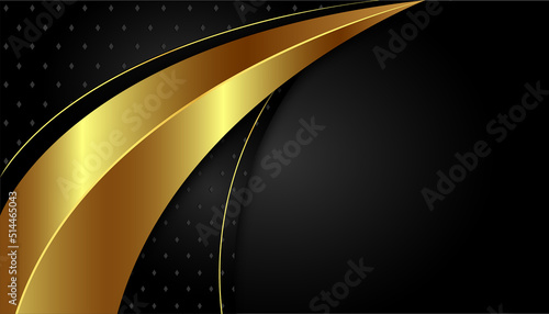 Black and gold color luxury abstract background with glorious lighting line