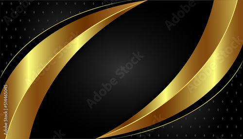 Black and gold color gradian luxury abstract background with glorious lighting curve shape
