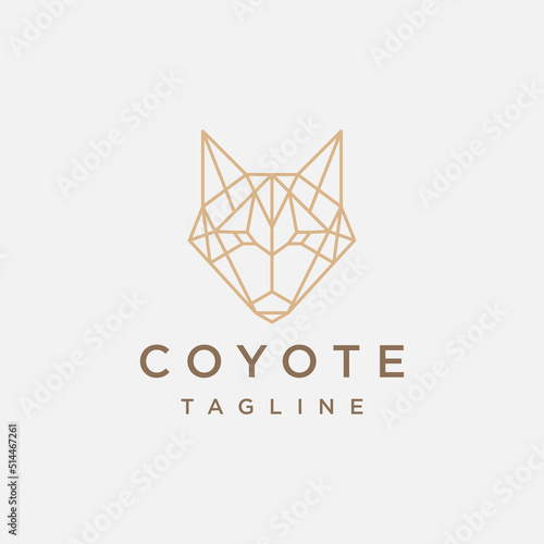 Coyote head geometric logo vector icon design template