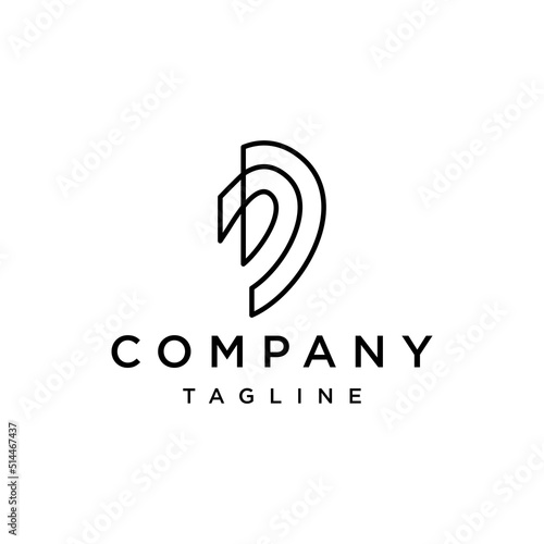Abstract ear logo line art logo vector icon design