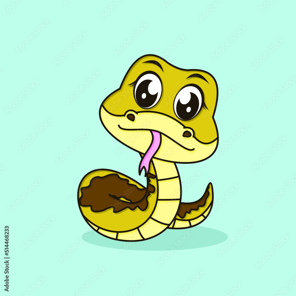 Fototapeta premium Cute snake cartoon vector icon illustration. flat cartoon style