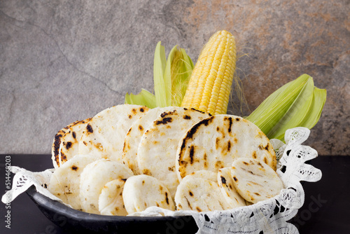 corn arepa traditional colombian food photo