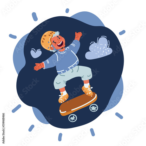 ector illustration of boy ride scateboard