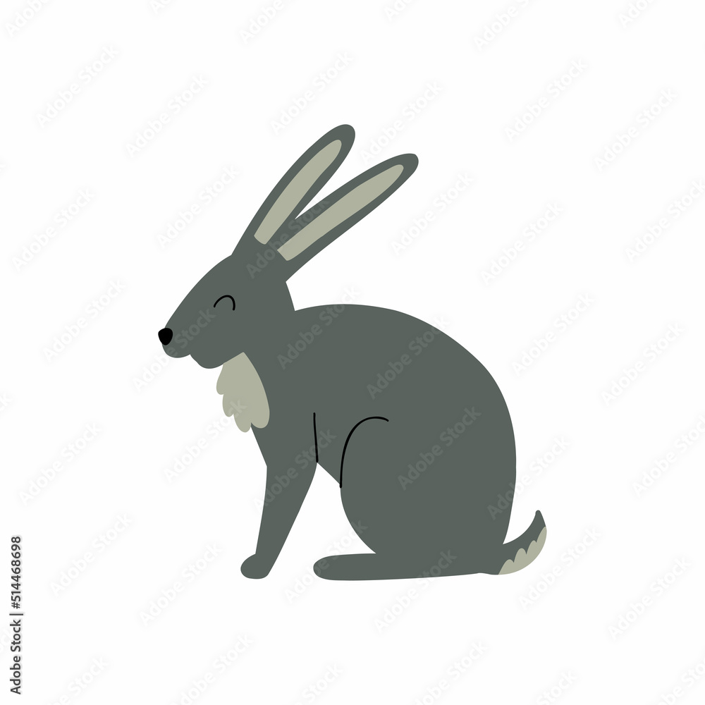 forest hare. flat style hand drawn child illustration forest hare. flat style hand drawn child illustration