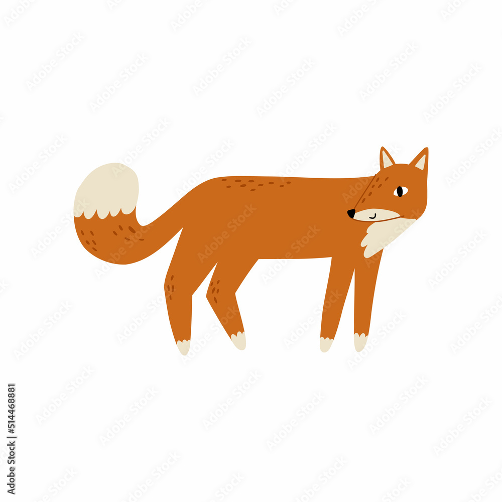 forest fox. flat style hand drawn child illustration forest fox. flat style hand drawn child illustration