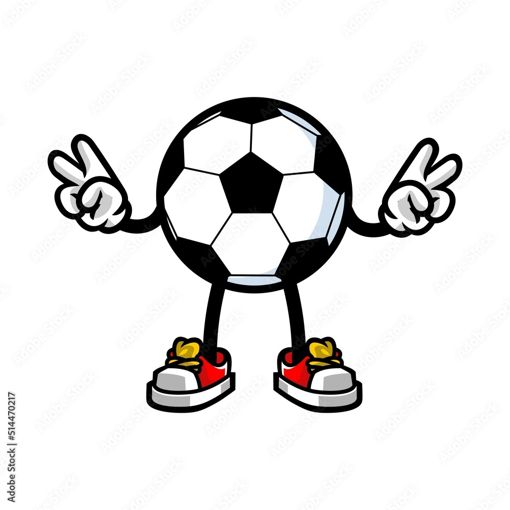 Obraz premium football mascot becomes courier holding box