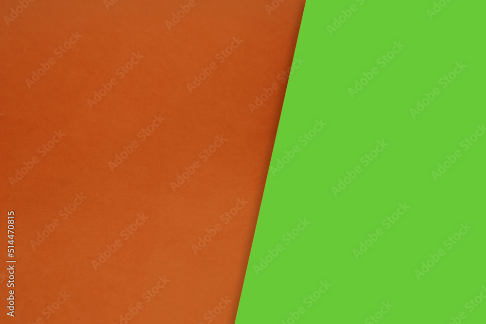 Fototapeta premium Dark vs light abstract Background with plain subtle smooth de saturated green orange colours parted into two