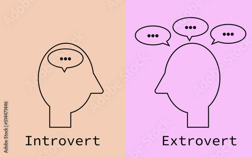 Introvert and extrovert concept vector illustration