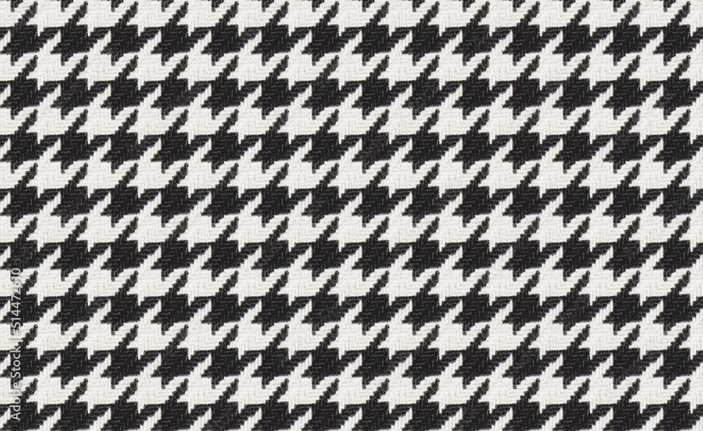 Black hound tooth real fabric  seamless pattern textile