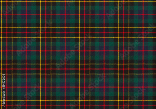 green, blue, red and yellow tartan checkered real fabric seamless pattern