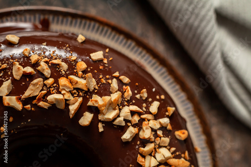 Chocolate cake with ganache and chestnuts