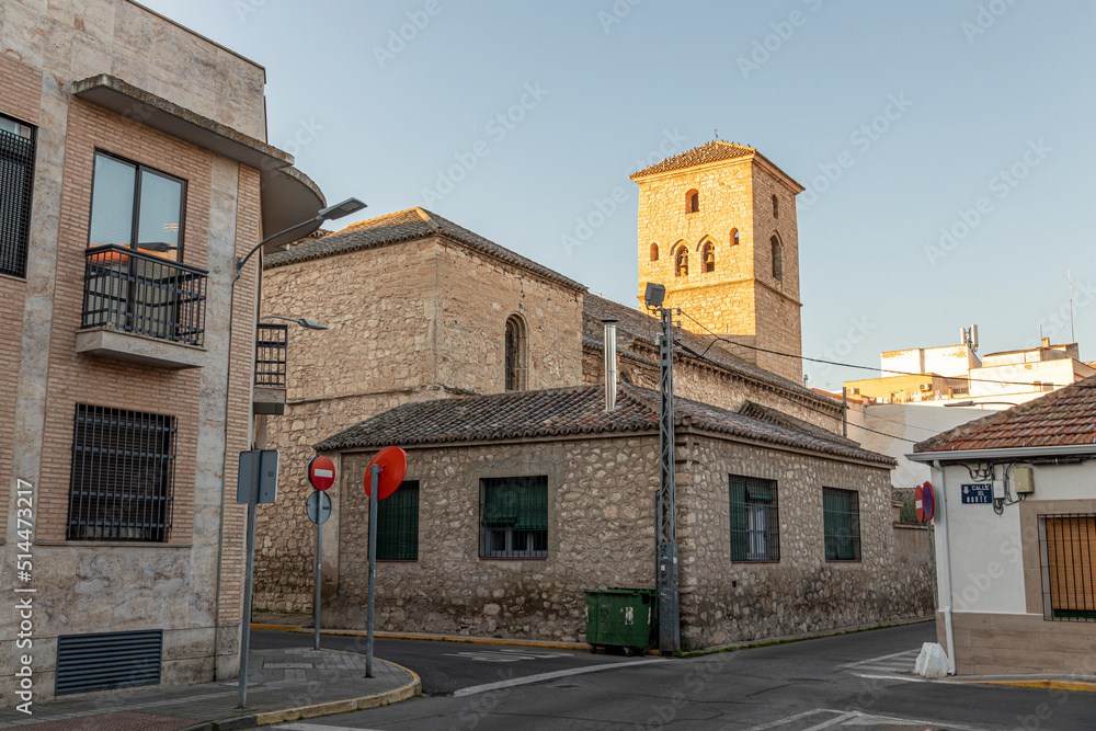 Ciudad Real, Spain. Tower of the Iglesia de Santiago (St James Church), a Romanesque Gothic church built in the 13th Century