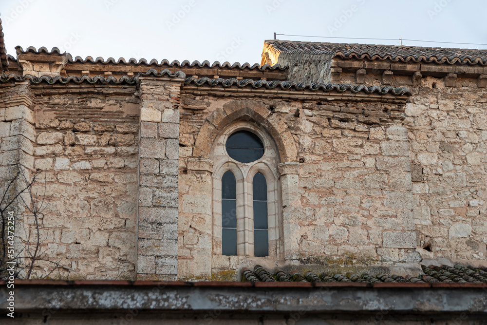 Obraz premium Ciudad Real, Spain. Gothic window at the Iglesia de Santiago (St James Church), a Romanesque Gothic church built in the 13th Century