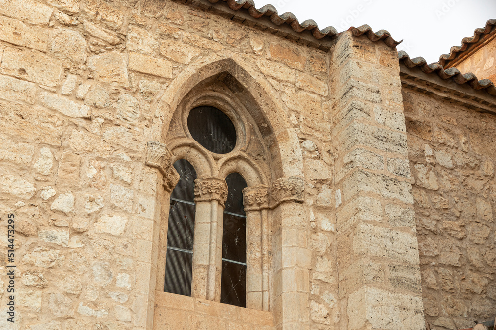 Ciudad Real, Spain. Gothic window at the Iglesia de Santiago (St James Church), a Romanesque Gothic church built in the 13th Century