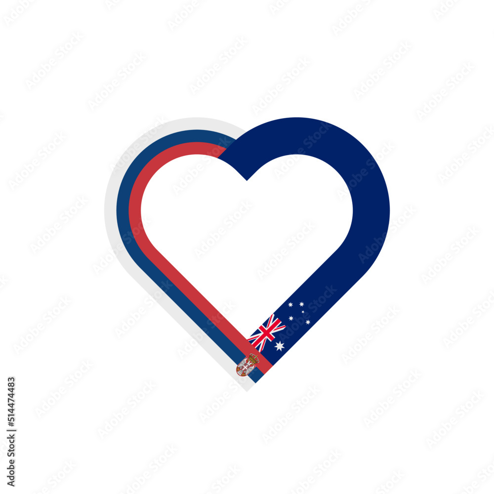 unity concept. heart ribbon icon of serbia and australia flags. vector illustration isolated on white background unity concept. heart ribbon icon of serbia and australia flags. vector illustration isolated on white background