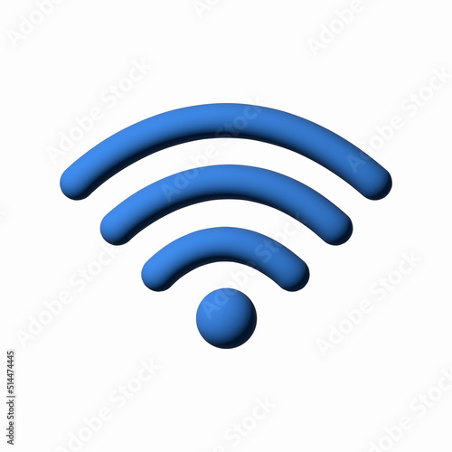 wifi internet sign or symbol,wifi,blue white background,3d render